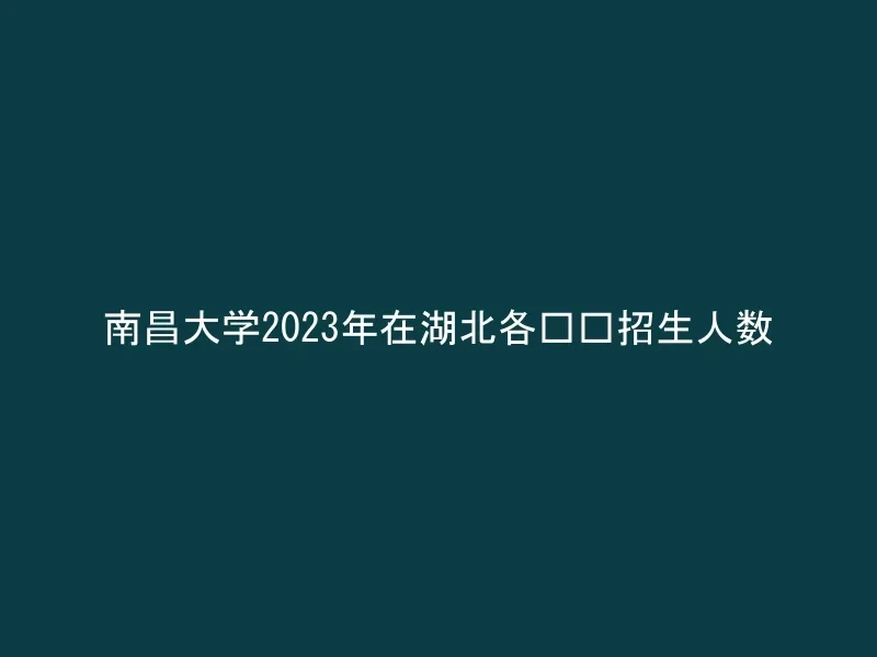 南昌大学2023年在湖北各专业招生人数