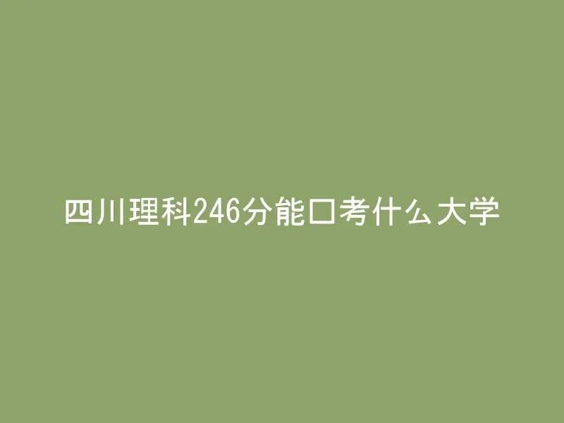 四川理科246分能报考什么大学