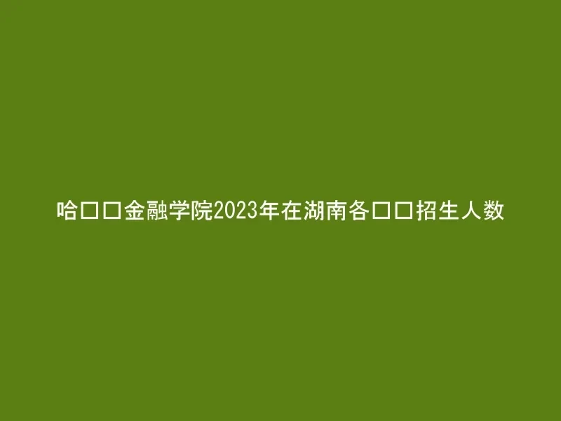 哈尔滨金融学院2023年在湖南各专业招生人数