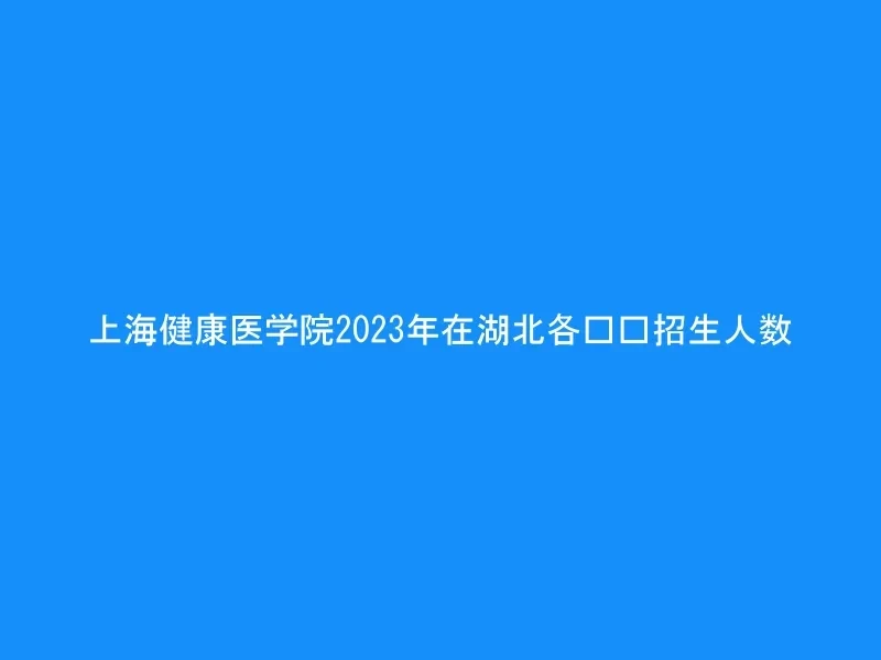 上海健康医学院2023年在湖北各专业招生人数