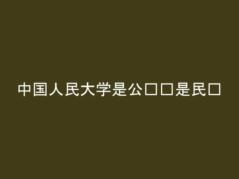 中国人民大学是公办还是民办
