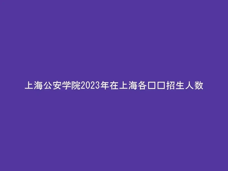 上海公安学院2023年在上海各专业招生人数