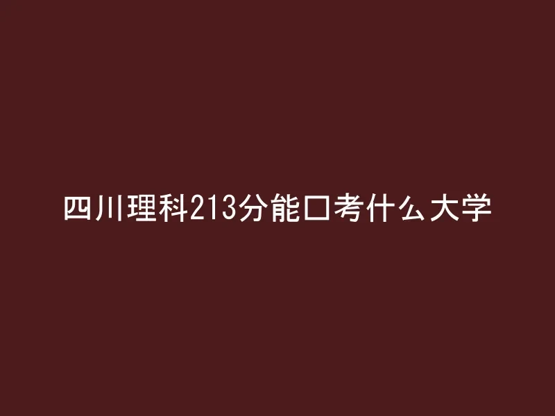 四川理科213分能报考什么大学