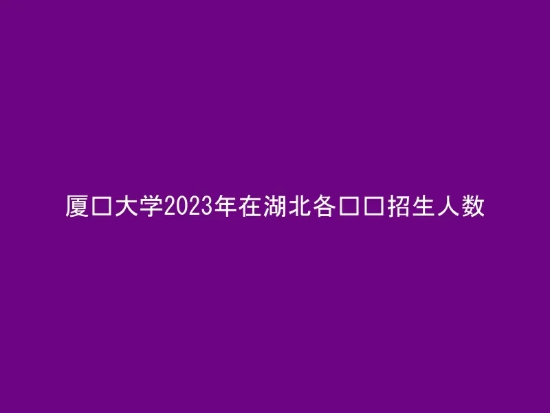 厦门大学2023年在湖北各专业招生人数