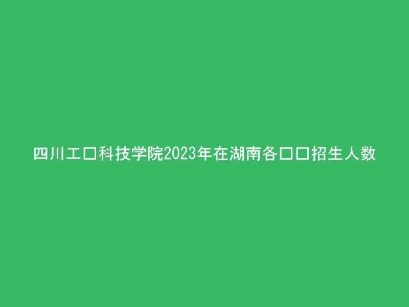 四川工业科技学院2023年在湖南各专业招生人数